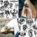 15 Sheets Totem Dragon Temporary Tattoos For Men Women Fake Scorpion Tribal Snake Tattoo Sticker Spider Web Black Tatoo Body Art