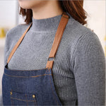 1Pcs Halter Neck Denim Apron With Pockets Perfessional Kitchen Apron Soft Wear-Resistant Workwear for Waiter Apron Nail Salon