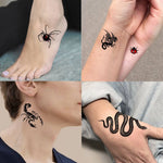 15 Sheets Totem Dragon Temporary Tattoos For Men Women Fake Scorpion Tribal Snake Tattoo Sticker Spider Web Black Tatoo Body Art