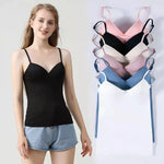 White Nude Pink White Lady Camis Soft Tank Casual Top Adjustable Thin Strap Vest New Women Camisole With Built In Shelf Bra Sexy