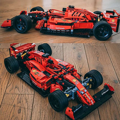 1200pcs High-Tech Formula Cars 023005 Red F1 Building Blocks Sports Racing Cars Super Model Kits Bricks Toys for Kids Boys Gifts