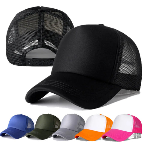 1 PCS Unisex Cap Casual Plain Mesh Baseball Cap Adjustable Snapback Hats For Women Men Hip Hop Trucker Cap Streetwear Dad Hat