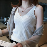 Women Summer Tanks Camis Vest Fashion Casual Sleeveless Ladies Street V-Neck Solid Color Tanks Tops Tees Hotsweet B3149