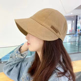 Women's Foldable Sunhat Summer Outdoor Beach Fisherman Hat Sunscreen UV Protection Cap Adjustable Cotton Wide Brim Bucket Caps