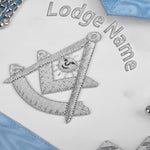 PAST MASTER BLUE LODGE PENNSYLVANIA REGULATION APRON - TURQUOISE BLUE WITH SILVER HAND EMBROIDERY