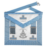 PAST MASTER BLUE LODGE PENNSYLVANIA REGULATION APRON - TURQUOISE BLUE WITH SILVER HAND EMBROIDERY