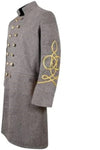 Civil War CS Officer's Double Breast 3 Rows Braid Grey Wool Frock Coat