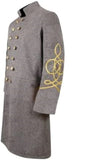 Civil War CS Officer's Double Breast 3 Rows Braid Grey Wool Frock Coat