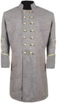 Civil War CS Officer's Double Breast 3 Rows Braid Grey Wool Frock Coat