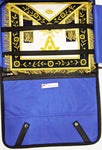 Masonic Hand Embroidered Past Master Apron Navy Blue Gold  & Special Feature Case - 10CODE