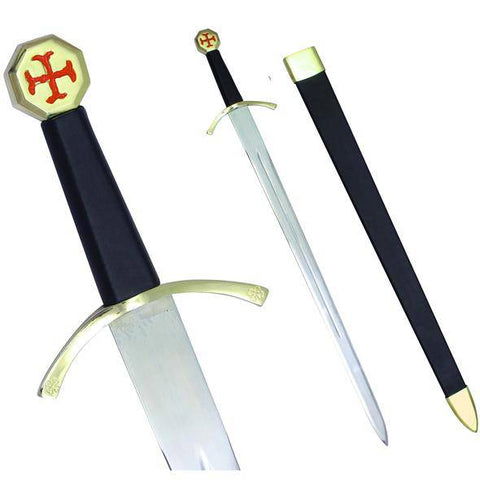 Ceremonial Masonic Knights Templar Cross Sword Black Hilt and Black Scabbard 35 3/4" + Free Case - Zest4Canada 