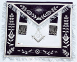 MASONIC MASTER MASON HAND EMBROIDERED PURPLE G SILVER BULLION & FRINGE APRON - Zest4Canada 