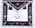 MASONIC MASTER MASON HAND EMBROIDERED PURPLE G SILVER BULLION & FRINGE APRON - Zest4Canada 