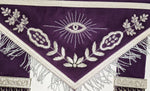 MASONIC MASTER MASON HAND EMBROIDERED PURPLE G SILVER BULLION & FRINGE APRON - Zest4Canada 