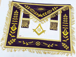 MASONIC MASTER MASON HAND EMBROIDERED PURPLE G GOLDEN BULLION & FRINGE APRON - Zest4Canada 