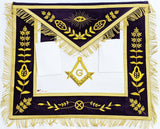 MASONIC MASTER MASON HAND EMBROIDERED PURPLE G GOLDEN BULLION & FRINGE APRON - Zest4Canada 