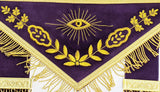 MASONIC MASTER MASON HAND EMBROIDERED PURPLE G GOLDEN BULLION & FRINGE APRON - Zest4Canada 