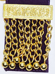 MASONIC MASTER MASON HAND EMBROIDERED PURPLE G GOLDEN BULLION & FRINGE APRON - Zest4Canada 