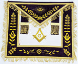 MASONIC MASTER MASON HAND EMBROIDERED PURPLE G GOLDEN BULLION & FRINGE APRON - Zest4Canada 