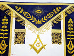 MASONIC MASTER MASON HAND EMBROIDERED ROYAL BLUE G GOLDEN BULLION & FRINGE APRON - Zest4Canada 