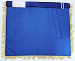 MASONIC MASTER MASON HAND EMBROIDERED ROYAL BLUE G GOLDEN BULLION & FRINGE APRON - Zest4Canada 