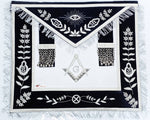 MASONIC MASTER MASON HAND EMBROIDERED NAVY BLUE G SILVER BULLION & FRINGE APRON - Zest4Canada 