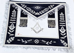 MASONIC MASTER MASON HAND EMBROIDERED NAVY BLUE G SILVER BULLION & FRINGE APRON - Zest4Canada 