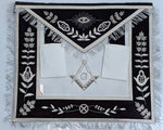 MASONIC MASTER MASON HAND EMBROIDERED NAVY BLUE G SILVER BULLION & FRINGE APRON - Zest4Canada 