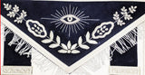 MASONIC MASTER MASON HAND EMBROIDERED NAVY BLUE G SILVER BULLION & FRINGE APRON - Zest4Canada 