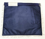 MASONIC MASTER MASON HAND EMBROIDERED NAVY BLUE G SILVER BULLION & FRINGE APRON - Zest4Canada 