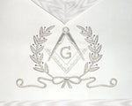 Hand Embroidered Masonic Master Mason Apron White Silver Bullion Wire Made - Zest4Canada 