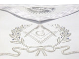 Hand Embroidered Masonic Master Mason Apron White Silver Bullion Wire Made - Zest4Canada 