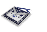 MASONIC JUNIOR DEACON BLUE LODGE OFFICER APRON - NAVY BLUE VELVET WITH SILVER SIDE TABS