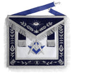 MASONIC JUNIOR DEACON BLUE LODGE OFFICER APRON - NAVY BLUE VELVET WITH SILVER SIDE TABS