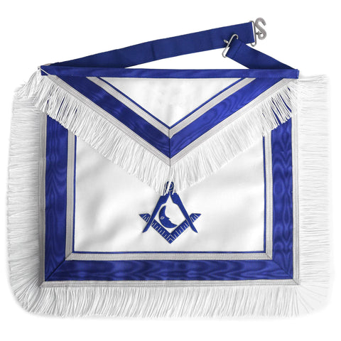 Junior Deacon Blue Lodge Officer Apron - Royal Blue With White Fringe