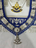 MASONIC PAST MASTER APRON & COLLAR WITH JEWEL MATCHING BLUE VELVET - 10CODE