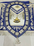 MASONIC PAST MASTER APRON & COLLAR WITH JEWEL MATCHING BLUE VELVET - 10CODE