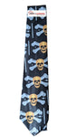 Masonic Black Neck Tie With  Bone  & Square Compass Gold G On Golden Skull