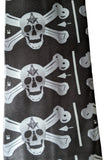 Masonic Black Neck Tie With Silver Bone  & Square Compass G on Skull