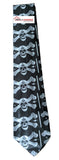 Masonic Black Neck Tie With Silver Bone  & Square Compass G on Skull