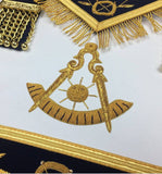 Masonic Hand Embroidered Past Master Apron Navy Blue Gold  & Special Feature Case - Zest4Canada 