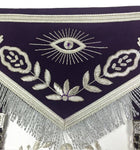 Masonic Blue Lodge Past Master Silver Handmade Embroidery Apron Purple Velvet - 10CODE