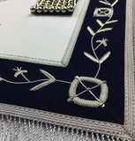 Masonic Blue Lodge Past Master Silver Handmade embroidery Apron Navy - 10CODE