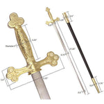 Masonic Ceremonial Sword Square Compass Gold Hilt + Free Case - Zest4Canada 