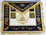 Masonic Regalia Blue Lodge Past Master Gold Handmade Embroidery Apron Blue Velvet - Zest4Canada 