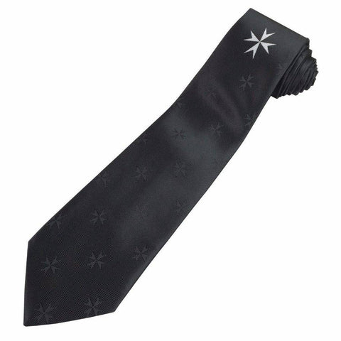 Masonic Knight Malta Silk Tie with (8 pointed) Malta Cross Logo - Zest4Canada 