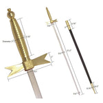 Masonic Knights Templar Sword with Gold Hilt and Black Scabbard 35 3/4" + Free Case - Zest4Canada 
