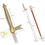 Masonic Knights Templar Sword with Gold Hilt and Red Scabbard 35 3/4" + Free Case - Zest4Canada 