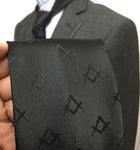 Masonic Masons Silk Tie with self print Square Compass Black - Zest4Canada 