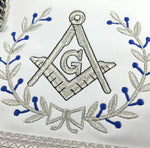 Masonic Master Mason G Silver Navy Blue Apron with Special Features Case - Zest4Canada 